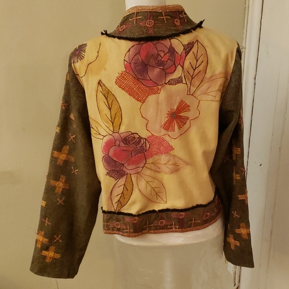 Sandy Sparkman Floral Silk/Wool Jacket-Cadigan Size L - Picture 9 of 16
